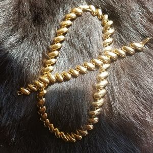 Gold tone necklace &. Matching bracelet